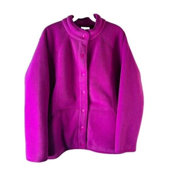 J. Jill Fit Fleece Snap Deep Pile Lined Button Jacket Pink Glow XL NWT in packag - Picture 1 of 5